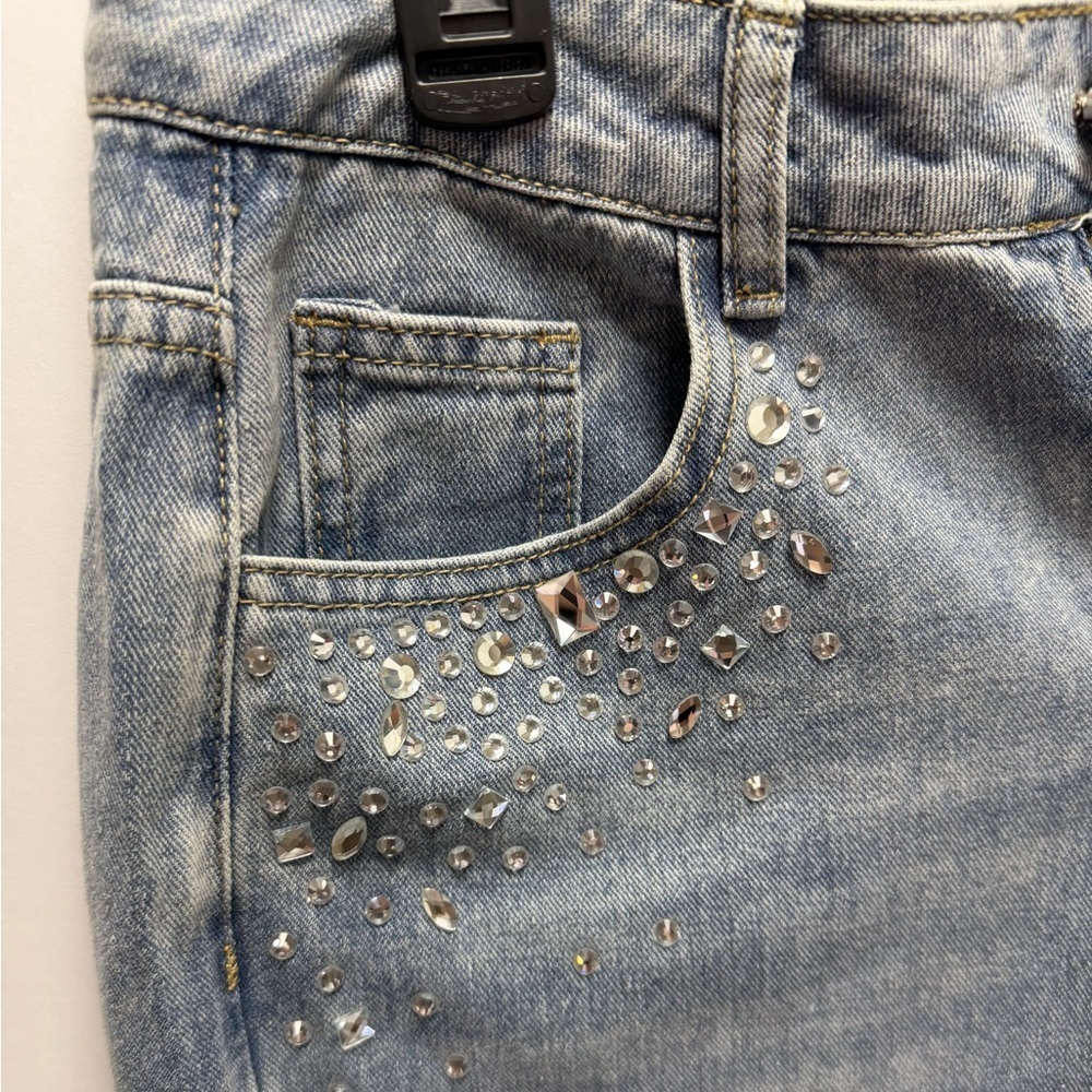 EUC BaeVely Rhinestone Embellished Denim Blue Jeans Size Small - Picture 4 of 7